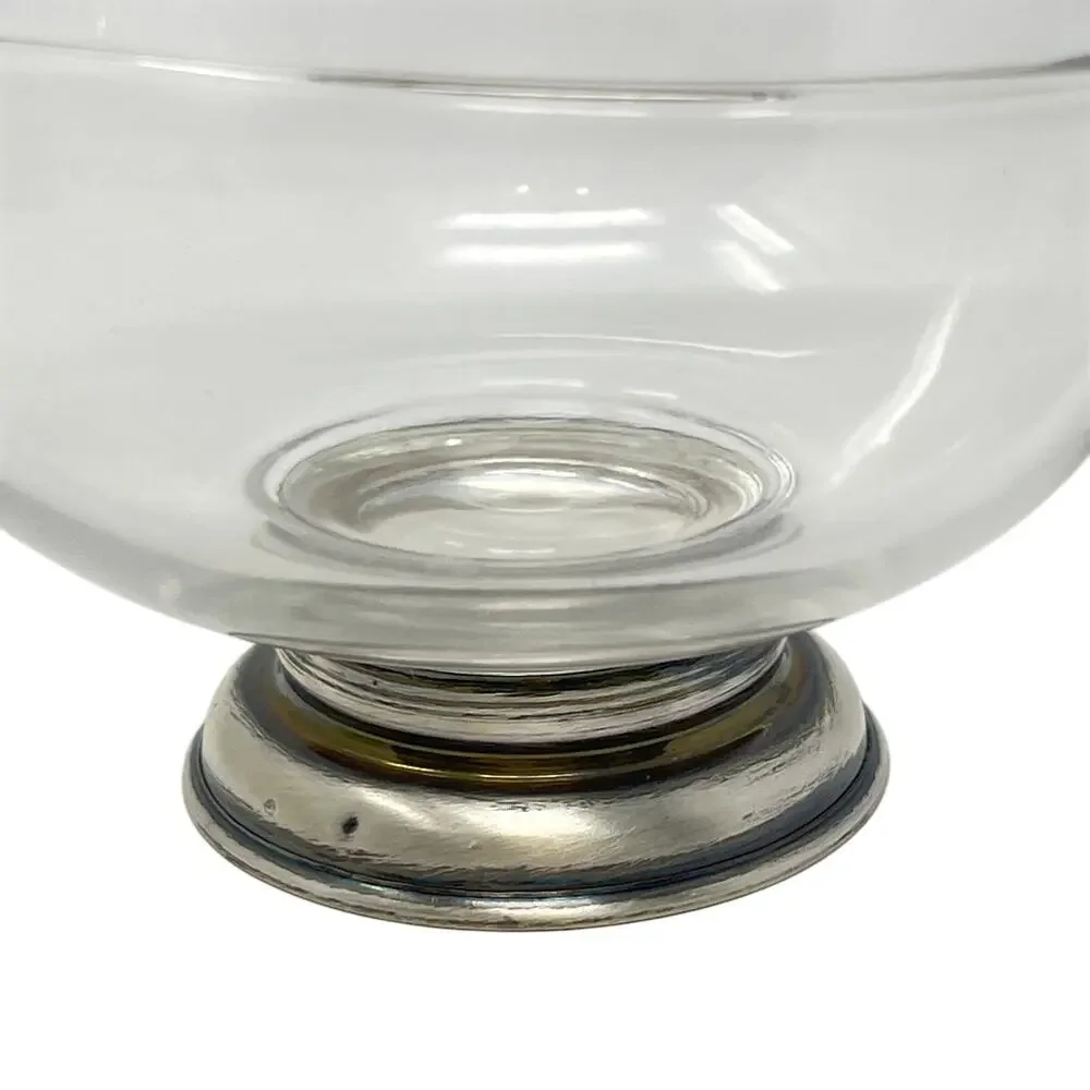 VTG Glass Swan Handle Gravy Boat Sterling Silver Base Duncan Miller Pall Mall
